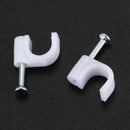 1 Bag(100Pcs) of 6MM Telephone Net Cable Clips With Steel Nail-White X2L2