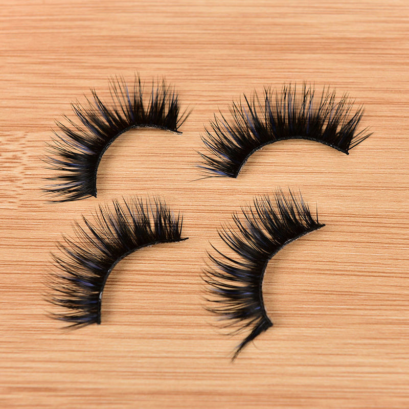5 Pairs Blue+Black Long Thick Cross False Eyelashes Handmade eye lashes make Bj