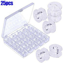 25Pcs/Set Clear Plastic Empty Bobbins Sewing Machine Spools +Durable Storage Box