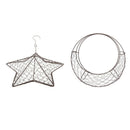 2pcs Romantic Iron Frame Circle Moon & Star Shape Succulent Pot Hanging Pot