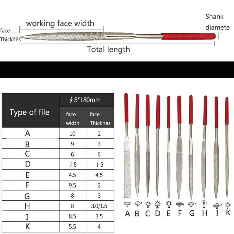 Diamond Needle File Set with Clean Brush Storage Box, Hand File for Metal G L2X6