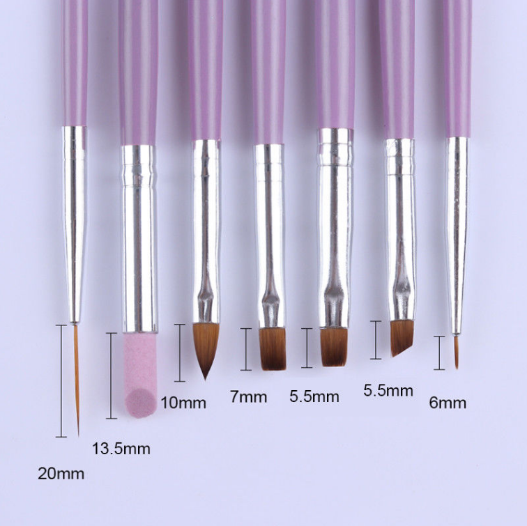 Hot 7 Sizes Manicure Acrylic Nail Art Tips Sable Brush Painting Tool Set
