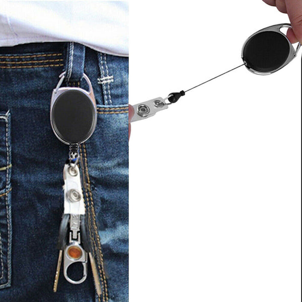 Retractable Reel Recoil ID Badge Lanyard Name Tag Key Card Holder Belt ME