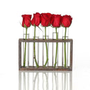 Nordic Style Test Tube Flower Vase in Wooden Stand for Hydroponic Plant 5 Tube