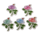 50pcs Rose Flower 2 Holes Wooden Buttons Scrapbook Embellishment Craft 32mm