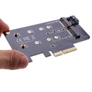 2 Slots Adapter Card of M key PCI-EX4 and B key for M.2 NGFF SSD