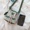 Leaf Decor Shoulder Handbags Women Straw Drawstring Crossbody Bags (Green)