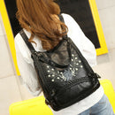 New Washed Leather Backpack Female Korean Version Of the Color Embroidery C