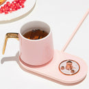 5V Cup Heater Warmer USB Smart Thermostatic Cup Coaster Heating Mat (Pink)