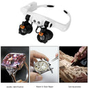 Double LED Lights Magnifier Eye Glasses Watch Repair Loupe Magnifying Glass