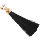 Ladies earrings fishhook black pair of earrings tassels B6D4