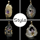 Natural Druzy Agate Slices Crystal Quartz Agate Amethyst Chakra Pendant Necklace