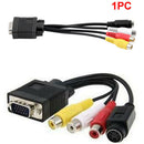 New PC VGA SVGA TO S-Video 3 RCA Composite HD AV TV Out Converter Adapter Cable