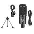 USB Condenser Microphone w/ Stand Studio Recording Vocals Streaming Broadcast
