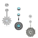 6PCS/Set 14G Stainless Steel Crystal Opal Belly Button Rings Barbell Piercing 3C