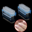 Double sided nail cleaning brush clean scrubber scrubbing bristles manicure LJ