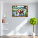 5D DIY Full Drill Diamond Painting Horse Drinking Cross Stitch Embroidery