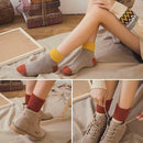 5 Pairs Women Rabbit Wool Socks Splicing Color Winter Thick Mid-calf Socks