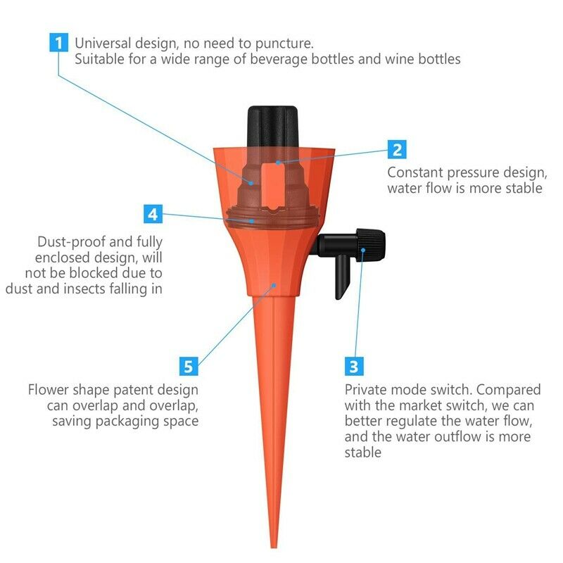 6Pcs Automatic Watering Self Waterer Irrigation Drippers Plant Watering Dri