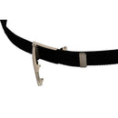 Unisex Plain Webbing Canvas Metal Buckle Belt Black S1H4