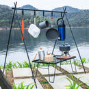 Portable Camping Hanging Rack Cookware Light Lamp Hanger Shelf Stand with 4 Hook