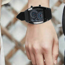 New Meter Dial Black Rubber Strap Blue Flash Dot Matrix LED Racing Watch A3G9