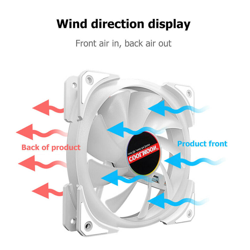 PC ARGB Cooling Fan 12V RGB 6 Pin 120mm Quiet Wireless Computer Case Cooler