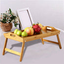 Natural Bamboo Breakfast Serving Tray with Handle Serving Breakfast in Bed