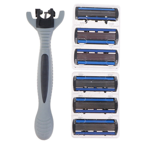 Men's Razor Blade Shaving Cassettes 6 Layer Straight Razor Beard Mach Bj