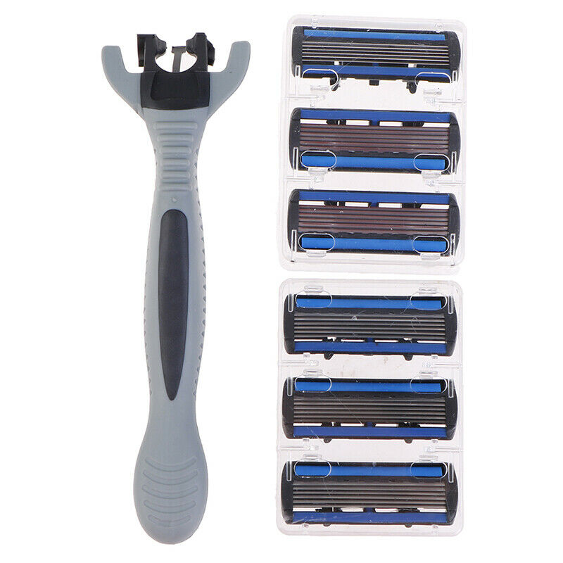 Men's Razor Blade Shaving Cassettes 6 Layer Straight Razor Beard Mach Bj