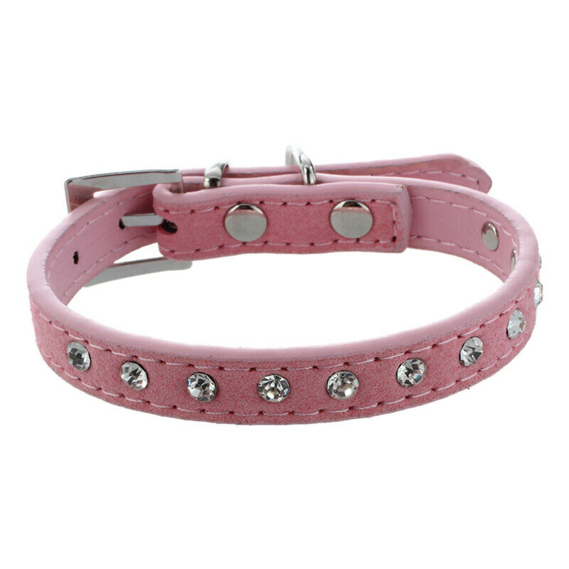 Pink PU Leather Dogs Cats Pets Puppy Neck Safety Collars XS