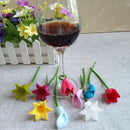 6pcs Flowers Wine Cup Marker Silicone Wine Glass Label Glass Cup Recognizer
