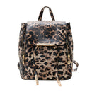 Fashion Leopard Women Backpack Retro PU Leather Shoulder Schoolbags (Khaki)