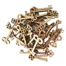50x Mixed Key Shape Unfinished Wood Cutout Chips Pieces for DIY Art Craft