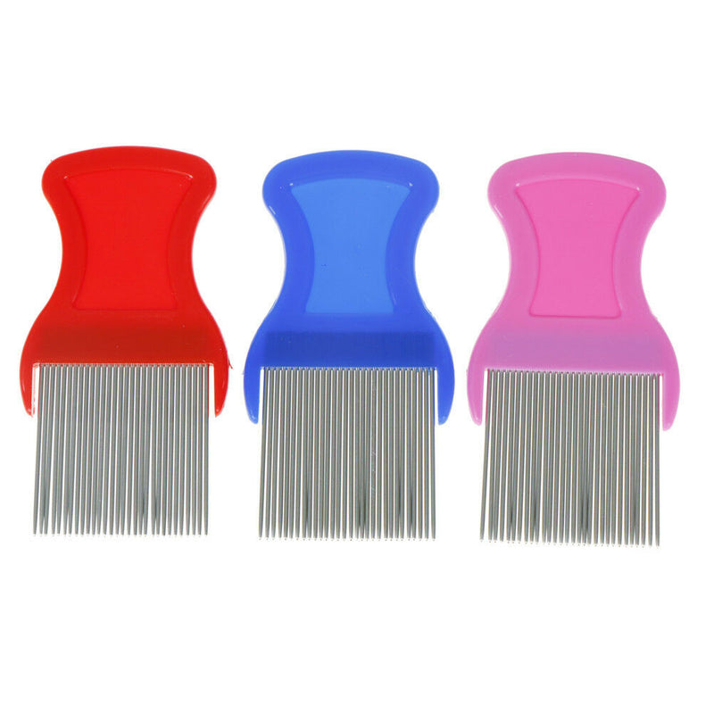Comb Head Hair Lice Nit dog Safe Flea Eggs Dirt Dust Remover Steel Tooth BrushSE