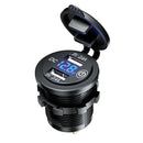 Car Waterproof Charger Dual USB QC3.0 Switch Socket Power Blue