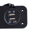 12V Dual USB Outlet Car ATV Charger Cigarette Lighter Socket Voltmeter Panel