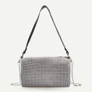 Rhinestone Women Messenger Bag Chain Party Clutch Shoulder Handbag (White)