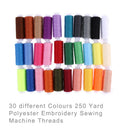 30 different Colours 250 Yard Polyester Embroidery Sewing Machine Threads
