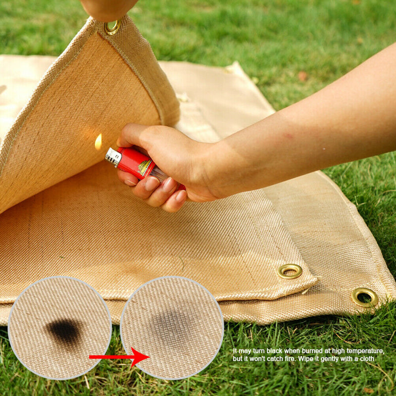 Outdoor Camping Fireproof Cloth Flame Retardant Mat (Glass Fiber 100x80cm)
