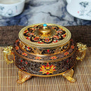 Tibetan Buddhist Style Incense Burner Holder  Lotus Flower Pattern Red