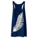 Summer Women'S Feather Print Fashion Ladies Long Vest Casual Plus Tank Top  N3R3