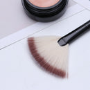 Fan Shape Face Makeup Brush Foundation Base Cheek Blush Powder Pen (Brown)