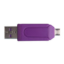 2 In 1 Dual USB Plug OTG SD TF Card Reader For Smartphone Computer Purple A