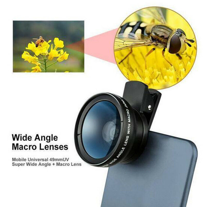 Cell Phone Camera Lens 2 in 1 Clip-on Kit 0.45X Wide Angle Macro Camera kit Len