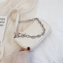 Alligator Pattern Shoulder Totes Bag Women Leather Chain Handbag (Beige)