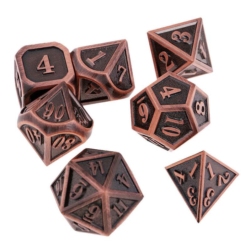 Zinc Alloy Multi Sided Dice Set D4 D6 D8 D10 D12 D20 for D&D RPG Role play -