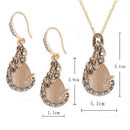 Opal Crystal Peacock Necklace Earrings Wedding Jewelry Set Romantic Gift Jewe %o