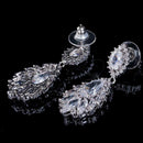 Elegant Chandelier Cubic Zirconia Long Big Crystal Bridal Drop Earring For