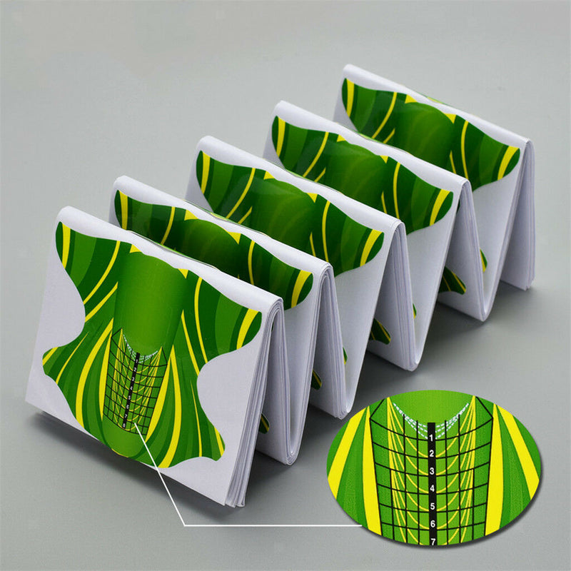 100 Pcs Nail Forms French Design Extension DIY Guide Tool Nail Art Tips Set